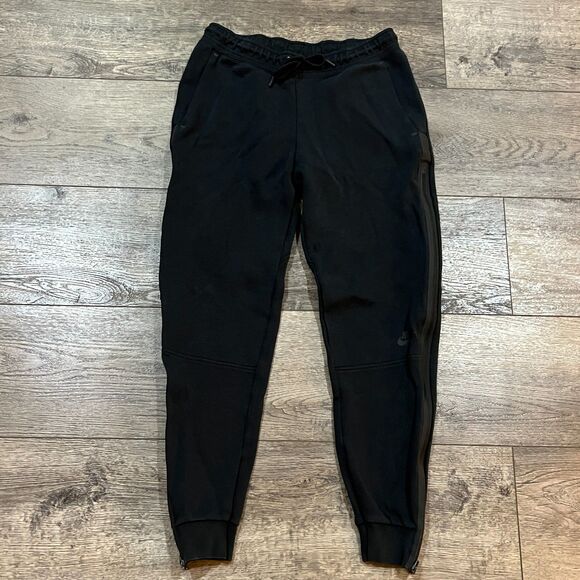 Nike Tech Black Sportswear Fleece Sweatpants Joggers Zipper Sides Women's Medium - Picture 2 of 11